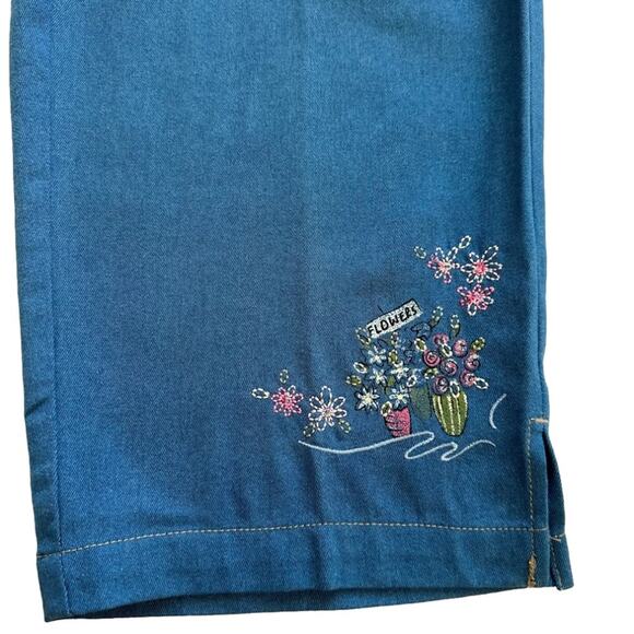Napa Valley Crop Pants Pull On Embroidered Floral Accent Pockets Medium Petite - Picture 8 of 11